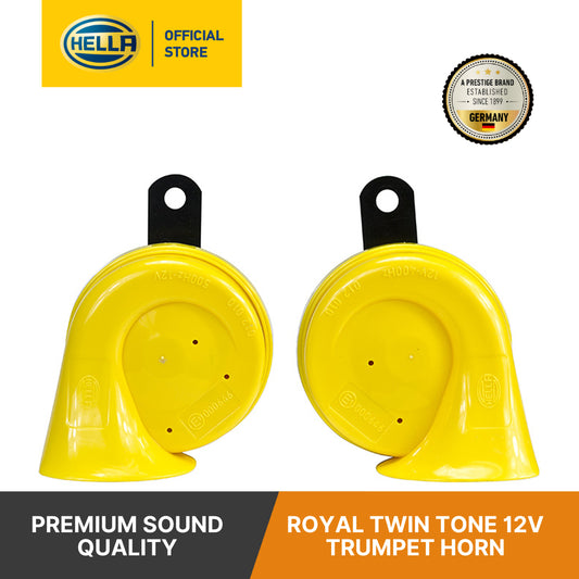 Hella Royal Twin Tone 12V Trumpet Horn (Set Of 2) - 012 010 821 Horn Yellow
