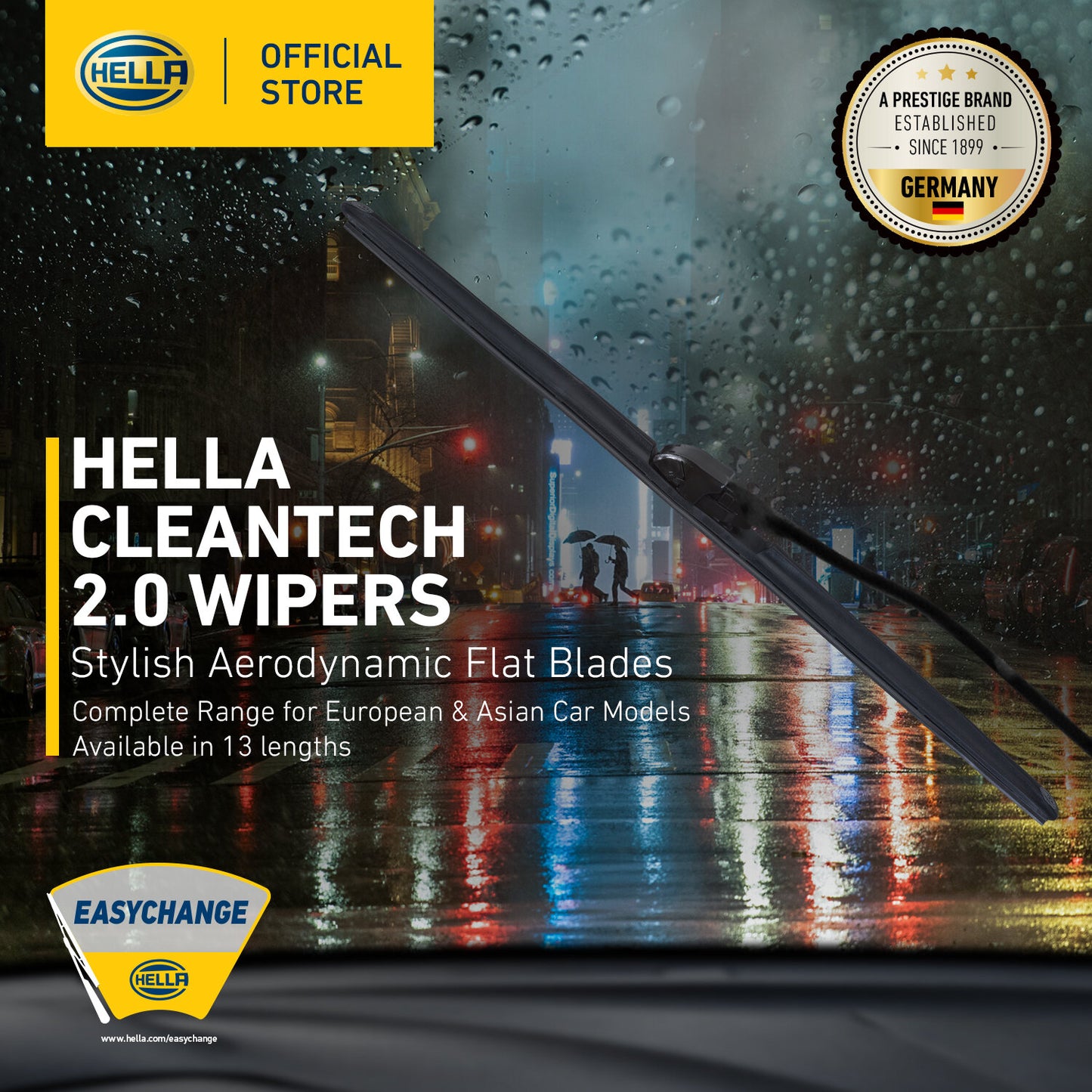 Hella Cleantech 2.0 Wiper Blade (1 Pc) - 14”-26” Wiper Black