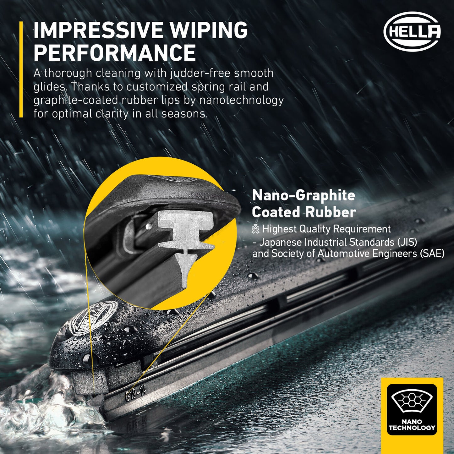Hella Cleantech 2.0 Wiper Blade (1 Pc) - 14”-26” Wiper Black