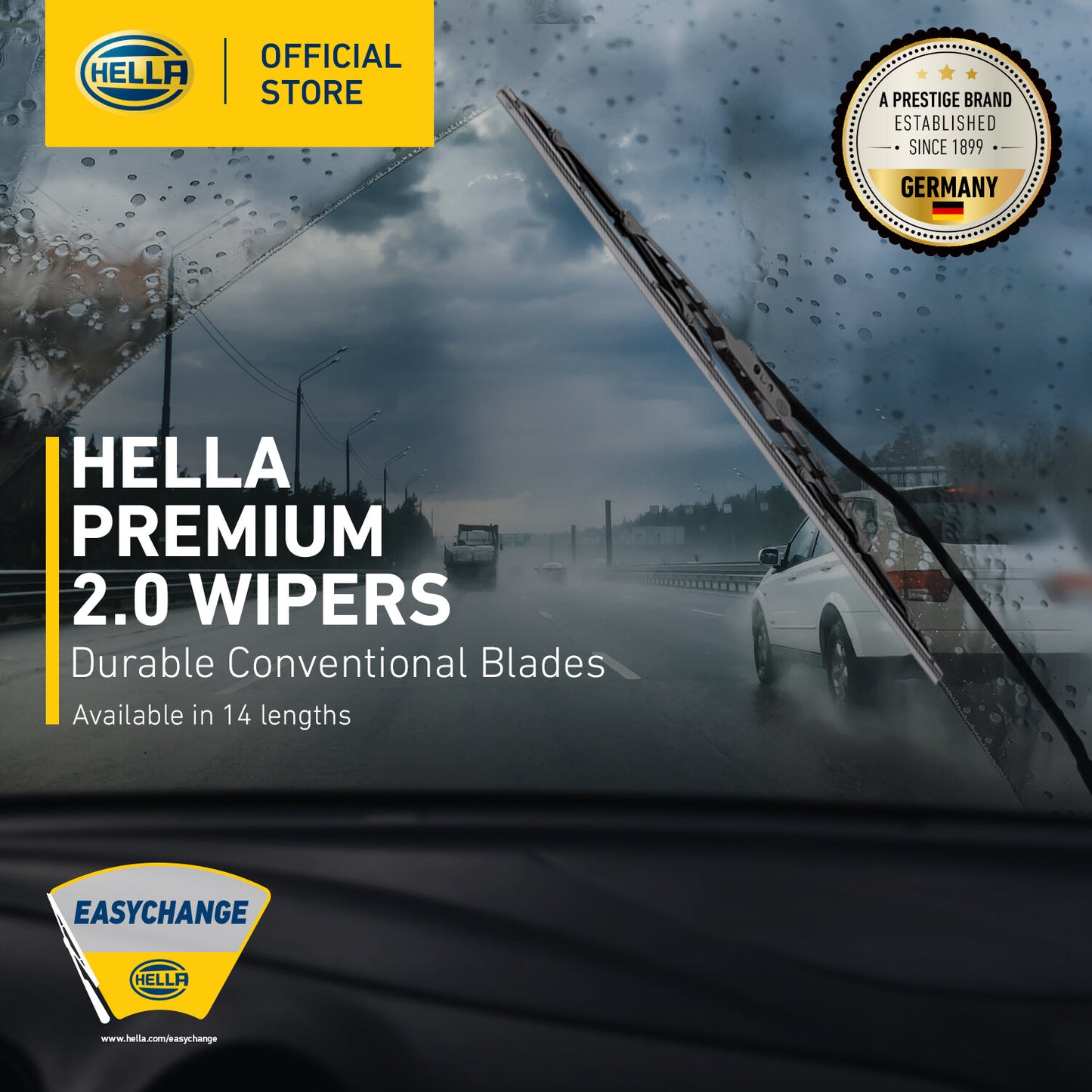 Hella Premium 2.0 Wiper Blade (1 Pc) - 12”-26” Wiper Black
