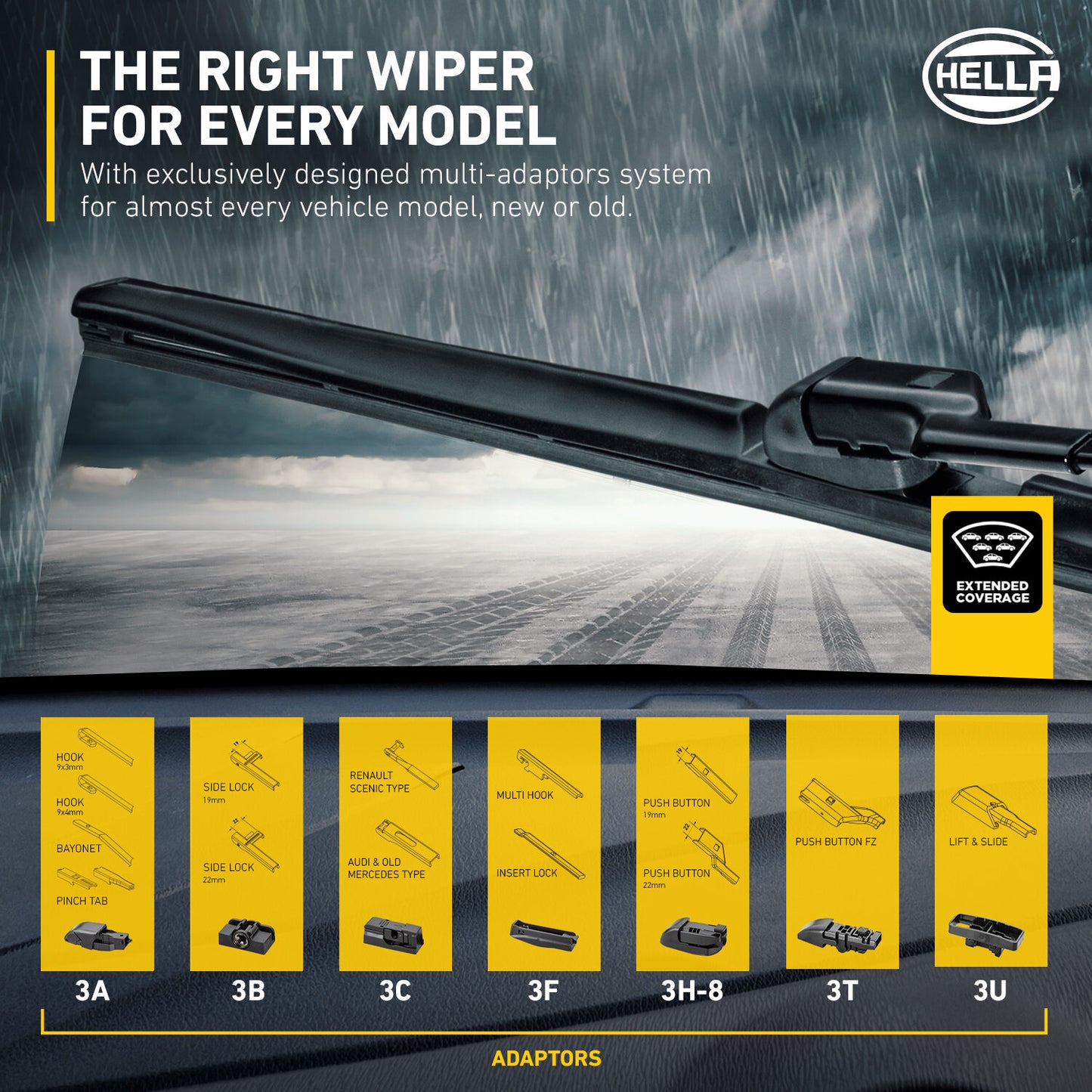 Hella Cleantech 2.0 Wiper Blade (1 Pc) - 14”-26” Wiper Black