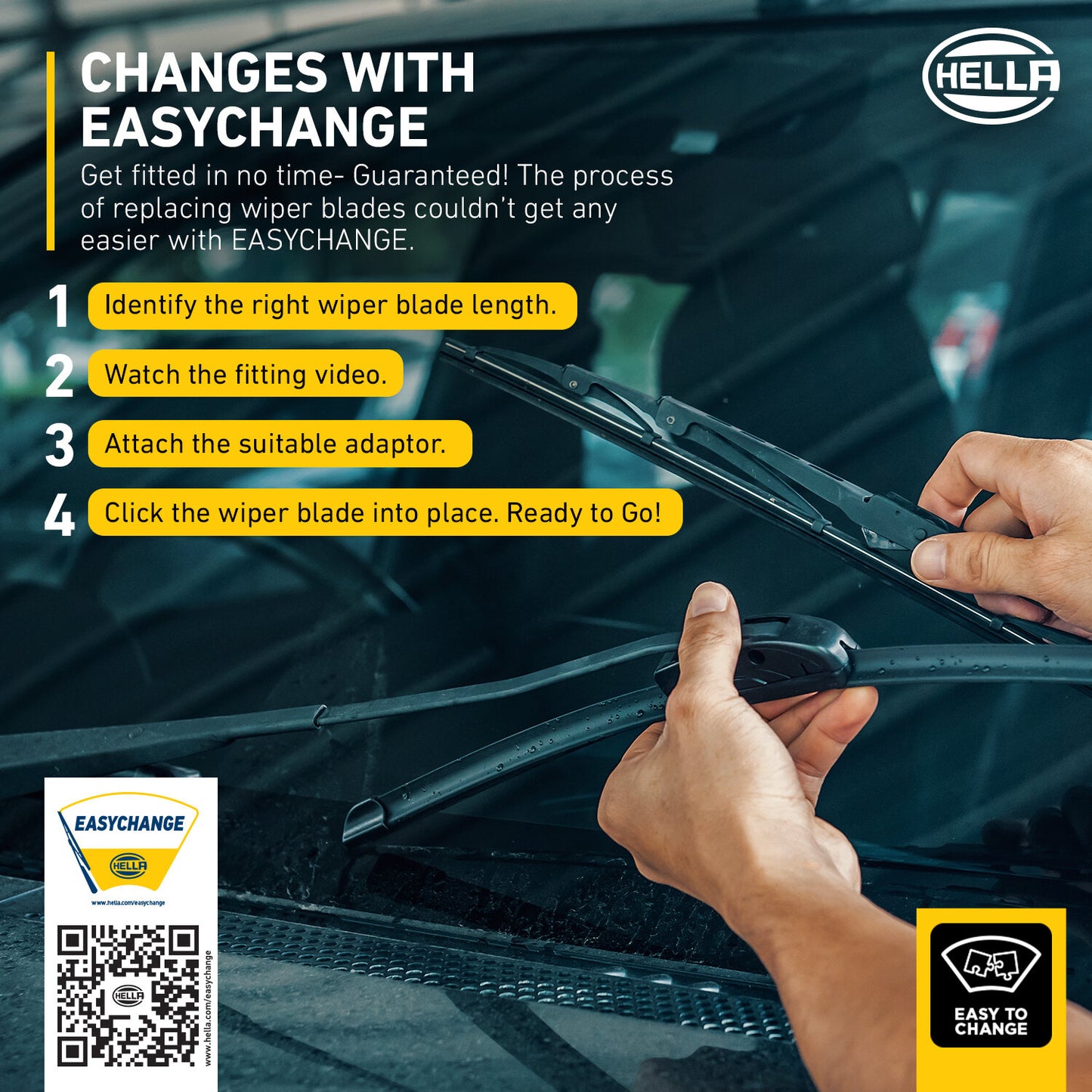 Hella Cleantech 2.0 Wiper Blade (1 Pc) - 14”-26” Wiper Black