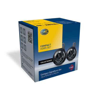 Hella Compact 12V Disc Horn (Set Of 2) - 011 225 801 Horn Black