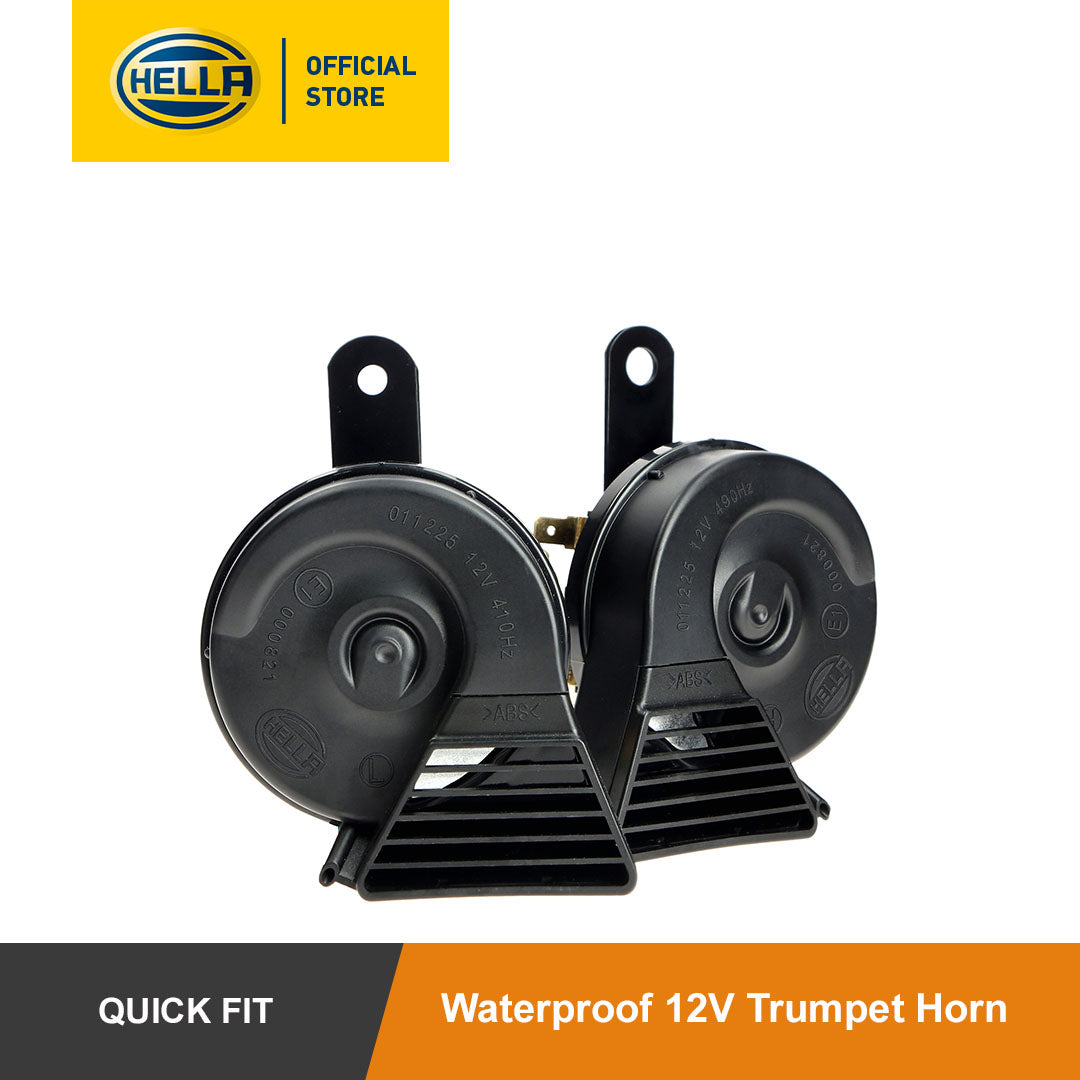 Hella Waterproof 12V Trumpet Horn (Set of 2)