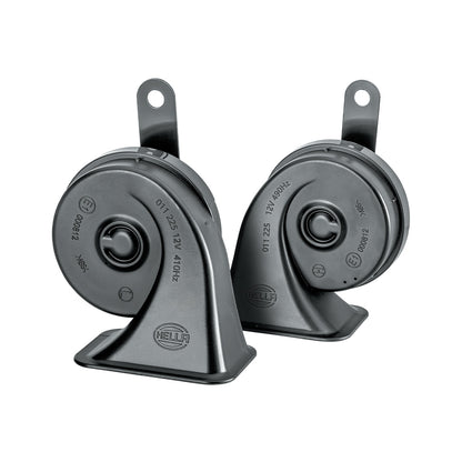Hella Midnight Black 12V Trumpet Horn (Set Of 2) - 011 225 111 Horn Black