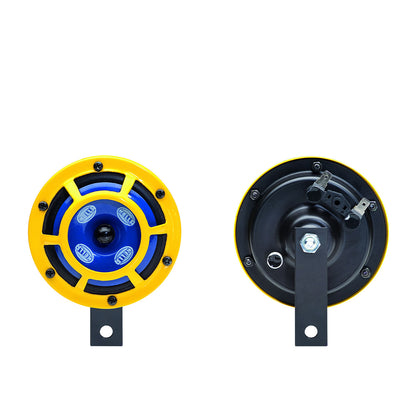 Hella Sharp Tone 12V Disc Horn With Yellow Protective Grill (Set Of 2) - 922 000 731 Horn Yellow