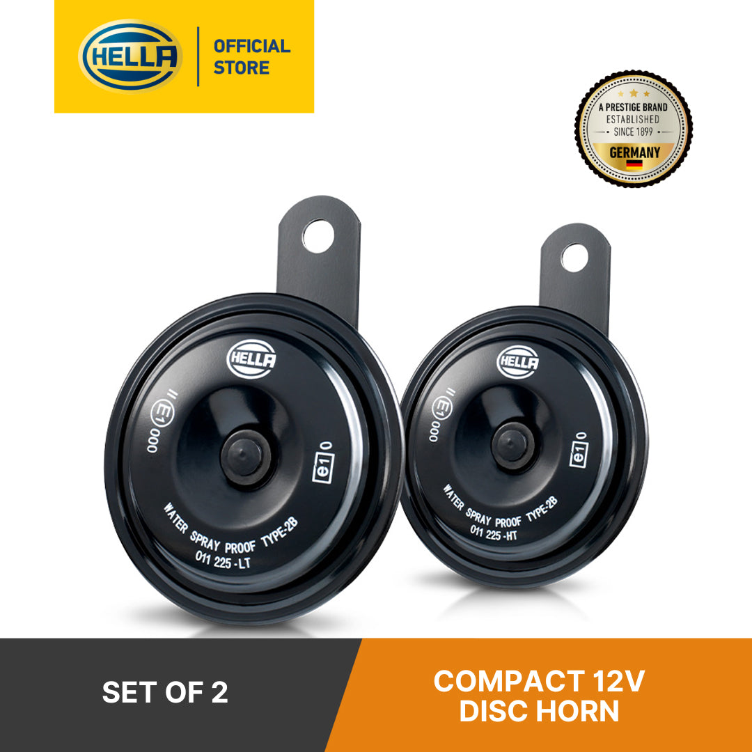 Hella Compact 12V Disc Horn (Set Of 2) - 011 225 801 Horn Black