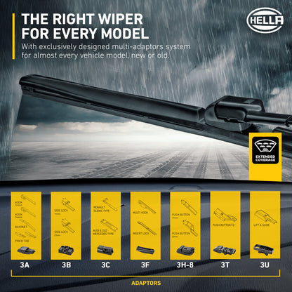 Hella Cleantech 2.0 Wiper Blade (1 Pc) - 14”-26” Wiper Black