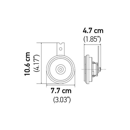 Hella Compact 12V Disc Horn (Set Of 2) - 011 225 801 Horn Black