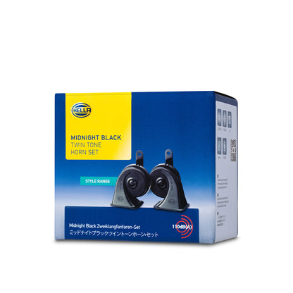Hella Midnight Black 12V Trumpet Horn (Set Of 2) - 011 225 111 Horn Black