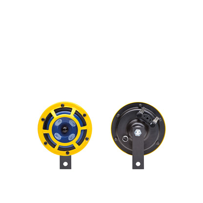 Hella Sharp Tone 12V Disc Horn With Yellow Protective Grill (Set Of 2) - 922 000 731 Horn Yellow